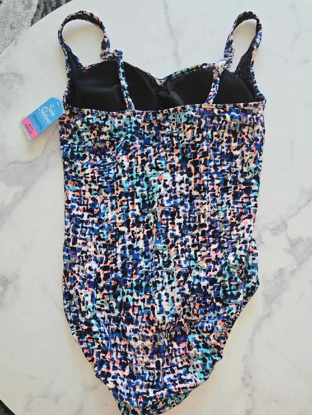 Swim Solutions Women's Shirred Front Tummy Control One-Piece Swimsuit Sz 16 NWT - Picture 6 of 10